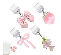 Dustproof Plug Charm - 4 Pieces Type-C Dustproof Protection USB C Port Socket Cover Cute Ornament Set With Resin Bow | Decorative Accessory For Telepho