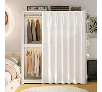 Dustproof Privacy Curtain for Wardrobe & Laundry, Washable Fabric with Silent Adhesive Track, Stylish Black & White Design, 180x200 cm, Ideal for Shoes & Storage Spaces