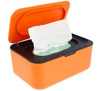 Dustproof Tissues Holder, Heavy Duty PP Refillable Wipe Container with 1 x Wipes Dispenser Case, Sealing Baby Wipe Holder for Home Bedroom, Nursery, Car and Office Bathroom (Orange Black)