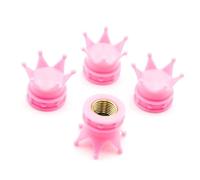 Dustproof Waterproof Car Motorcycle Tyre Rim Covers Decoration Valve Caps 4 PCS Purpose Crown Wheel Air Compatible With Most Motorcycles(4pcs pink)