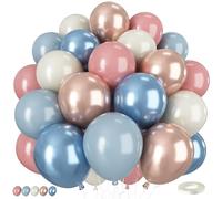 Dusty Blue and Pink Balloon, 50pcs 12Inch Boho Balloons with Retro Pink Blue Rose Gold Purple Balloon for Birthday Girls or Boys Baby Shower Gender Reveal Party Decorations