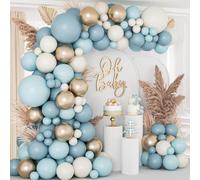 Dusty Blue Balloon Arch Kit, 109pcs Baby Blue Balloons Arch Kit with Sand White and Gold Balloon, Baby Blue Balloons for Baby Shower Boy Birthday Decorations Christening Wedding Gender Reveal Backdrop
