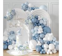 Dusty Blue Balloon Arch Kit,113pcs Balloon Garland Kit With White And Light Baby Blue Balloons,Pastel Azure Balloons For Gender Reveal Wedding Birthday Party Bridal Shower Baby Shower Boys Decorations