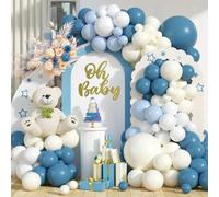 Dusty Blue Balloon Arch Kit,Baby Blue Sand White Matte Balloons for Kids Boy Baby Shower Decorations Birthday Wedding Graduation Bridal Engagement Anniversary Party Supplies