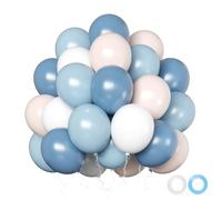 Dusty Blue Balloons, 50pcs 12 Inch Dusty Blue and White Balloons Include Sand White Slate Balloon for Birthday Baby Shower Bridal Shower Wedding Gender Reveal Party Decorations