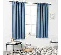 Dusty Blue Blackout Curtains for Bedroom - 54 Inch Length Rod Pocket Energy Saving Thermal Insulated Room Darkening Noise Reducing Curtains for Living Room Set of 2 Panels (Light Dusty Blue 42x54)