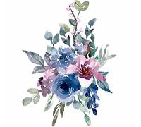 Dusty Blue Bouquet Rice Paper, 20.32 x 26.67 cm - 6X 1 Bouquet Design Printed in 2 Different Sizes on 30gsm Mulberry Paper Visible Fibres for Decoupage Crafts Mixed Media Collage Art