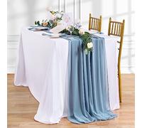 Dusty Blue Chiffon Table Runner 27x120 Inches Romantic Sheer Fabric for Wedding Baby Shower and Birthday Party Table Decorations