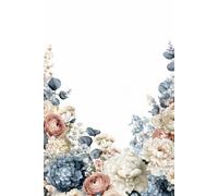 Dusty Blue Floral Grid Notebook: Elegant Hydrangea Botanical Border Journal, 6x9 Inch Graph Paper, 110 Pages