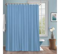 Dusty Blue Shower Curtain with 12 Hooks Solid Color Waterproof Fabric Shower Curtains Sets for Bathroom Bath Decorations, Machine Washable, 66"x72"