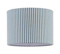 Dusty Blue Thin Striped Linen Fabric Lamp Shade with Inner White Cotton Lining | 30cm x 20cm | for Traditional Farmhouse Coastal and Modern Interiors by Happy Homewares