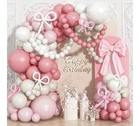 Dusty Pink and White Balloons Garland Arch Blush Pink Bow Balloons as Bow Decor Beige Cream Latex Balloon for Neutral Boho Birthday Party Coquette Baby Shower Bridal Wedding