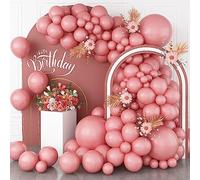 Dusty Pink Balloons, 113Pcs 18/12/10/5 In Vintage Retro Blush Pink Helium Latex Balloon Garland Kit, Different Size Matte Dusty Rose Party Balloons for Boho Birthday Baby Shower Wedding Decorations