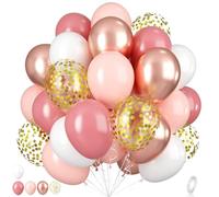 Dusty Pink Balloons, 55Pcs Blush Pink Party Balloon 12 Inch Metallic Rose Gold White Latex Balloon Retro Pink Rose Gold Gold Confetti Balloons for Birthday Party Baby Shower Bridal Shower