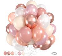 Dusty Pink Balloons, 60pcs Blush Pink Balloons, Double Stuffed Beige Balloon Pearl White Metallic Rose Gold Balloon For Girls Women Lady Birthday Baby Shower Party Wedding Bridal Shower Anniversary