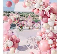 Dusty Pink Balloons Arch Balloons Birthday Decorations,118Pcs Pink White Latex Balloon Arch Kit, Long Balloon as Bow Decor for Birthday Wedding Girls Kids Baby Shower Party Decorations