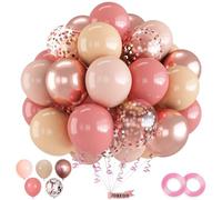 Dusty Pink Balloons Set - 60 PCS Blush Pink Rose Gold Neutral With Confetti, 12 Inch Retro Pink Macaron Orange for Wedding Princess Girls Birthday Party Decorations