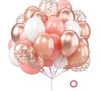 Dusty Pink Boho Blush Balloon Set, Pack of 50 Pcs, 12 Inches, Metallic Rose Gold & Retro Pink, Nude Cream White & Confetti Balloons for Birthday, Wedding, Graduation, Bridal