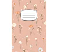 Dusty Pink Floral Grid Notebook: Cute Pastel Daisy Pattern Journal with Cover Label, 6x9 Inch Graph Paper, 110 Pages
