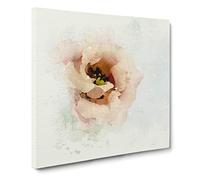 Dusty Pink Flower in a Vase in Abstract Modern Canvas Wall Art Print Ready to Hang, Framed Picture for Living Room Bedroom Home Office Décor, 14x14 Inch (35x35 cm)