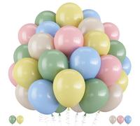 Dusty Pink Green Blue Balloon, 60 Packs 12 Inch Pastel Pink Dusty Blue Light Sage Green White Balloons for Baby Shower Happy Easter Wildflower Tea Party 1st Birthday Decorations