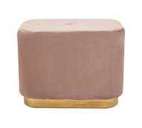Dusty Pink Square Stool with Gold Base, Velvet Upholstered Makeup Stool, Pouffe Footstool with Modern Link Premier Housewares Pink One Size
