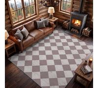 Dusty Pink Vintage Minimalist Rug 160 x 230 cm, Machine Washable Carpet | Tartan Diamonds Grid Geometric Lines Printed Foldable Easy Care Rug, Non-Slip Backing Carpet for Lounge Bedroom Bedside