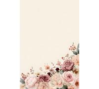 Dusty Rose Grid Notebook: Elegant Pastel Peach Botanical Border Journal, 6x9 Inch Graph Paper, 110 Pages