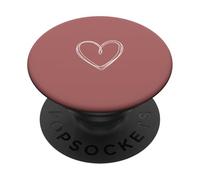 Dusty Rose Hand Drawn Heart Minimalist Feminine PopSockets Adhesive PopGrip