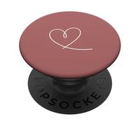 Dusty Rose Hand Drawn Heart Minimalist Feminine PopSockets Adhesive PopGrip