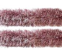 Dusty Rose Pink Blush Christmas Tree Tinsel Garland - Sparkling Holiday Decoration for Elegant, Festive Décor (Pack of 6 (12m))
