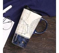 DUSVALLY Ceramic Mug Tall Coffee Mug with Lid and Gift Box 17oz.Starstruck