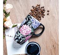 DUSVALLY Leak-Proof Ceramic Travel Mug 17oz - Hydrangea Coffee Cup with Secure Lid, Porcelain Latte Tea Cup with Elegant Gift Box