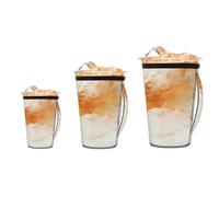 Dusviba 3 Pack Iced Coffee Sleeve with Handle, Abstract Orange White Marble Print Reusable Washable Neoprene Cup Holder for 16-32 oz Tumblers, Insulated Drink Sleeve Keeps Hands Dry