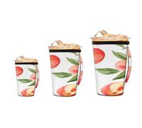 Dusviba 3 Pack Iced Coffee Sleeve with Handle, Watercolor Fruit Peach Reusable Washable Neoprene Cup Holder for 16-32 oz Tumblers, Insulated Drink Sleeve Keeps Hands Dry