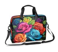 Dusviba Abstract Art Colorful Rose Laptop Bag 16 Inch, Slim Business Briefcase for Men Women, Shoulder Bag with Handle & Detachable Strap, Work Office Computer Messenger Bag