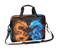 Dusviba Abstract Blue Red Fire Dragons Laptop Bag 16 Inch, Slim Business Briefcase for Men Women, Shoulder Bag with Handle & Detachable Strap, Work Office Computer Messenger Bag