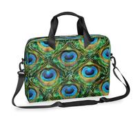 Dusviba Abstract Peacock Feathers Pattern Laptop Bag 16 Inch, Slim Business Briefcase for Men Women, Shoulder Bag with Handle & Detachable Strap, Work Office Computer Messenger Bag