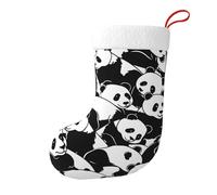Dusviba Animal Pandas Pattern Christmas Stocking Plush Christmas Socks for Xmas Party Holiday Decoration Soft Flannel Cuff Polyester Fabric for Fireplace Mantel Gift Holder Bag