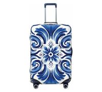 Dusviba Blue Ethnic Mandala Floral Elastic Luggage Cover Suitcase Protector, Anti-Scratch Stretchy Washable Dustproof Travel Suitcase Cover Fits 25"-28" Luggage