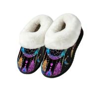 Dusviba Boho Dreamcatcher Moon Plush House Slippers for Women 9.5-10.5