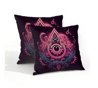 Dusviba Boho Evil Eye Pattern Waterproof Outdoor Pillow Cover 45x45 cm, Set of 2 Decorative Throw Pillow Cover with Hidden Zipper, Polyester Cushion Cover for Patio Garden Sofa Couch