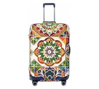 Dusviba Colorful Geometric Mandala Pattern Elastic Luggage Cover Suitcase Protector, Anti-Scratch Stretchy Washable Dustproof Travel Suitcase Cover Fits 25"-28" Luggage