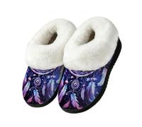 Dusviba Cosmic Starry Sky Dream Catcher Plush House Slippers for Women 7-8