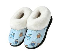 Dusviba Doodle Cute Owls Bird Plush House Slippers for Women 11-11.5