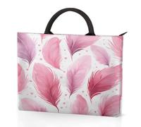Dusviba Feathers Love Hearts Laptop Sleeve Carrying Case with Handles, 13.3 Inch Laptop Bag with Pockets Waterproof Shock Resistant Portable Computer Case for Work School Travel