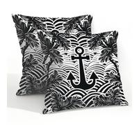 Dusviba Funny Black Cat Pattern Waterproof Outdoor Pillow Cover 55x55 cm, Set of 2 Decorative Throw Pillow Cover with Hidden Zipper, Polyester Cushion Cover for Patio Garden Sofa Couch