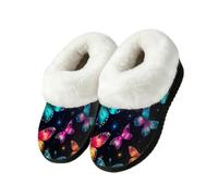 Dusviba Galaxy Colorful Butterfly Plush House Slippers for Women 8.5-9
