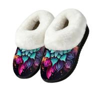Dusviba Galaxy Ethnic Mandala Plush House Slippers for Women 8.5-9