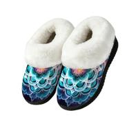 Dusviba Galaxy Space Boho Mandala Plush House Slippers for Women 9.5-10.5